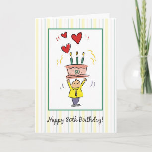 Tarjeta 80.º Corazón de Cumpleaños