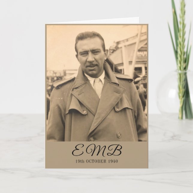 Tarjeta 80.º cumpleaños elegante foto Monograma masculino  (Anverso)