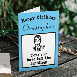 Tarjeta 80.º cumpleaños sobre la colina divertida personal