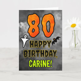 Tarjeta 80.º cumpleaños: Tema de Eerie Halloween + nombre 