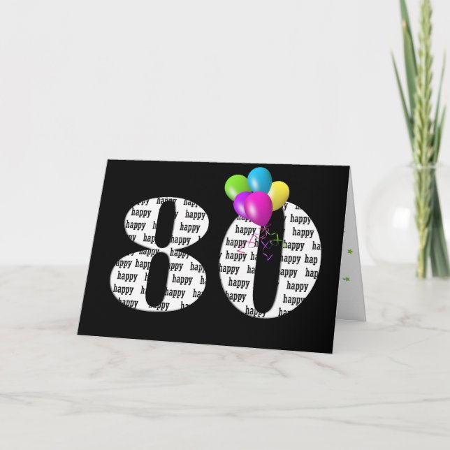 Tarjeta 80.º globo de cumpleaños (Anverso)