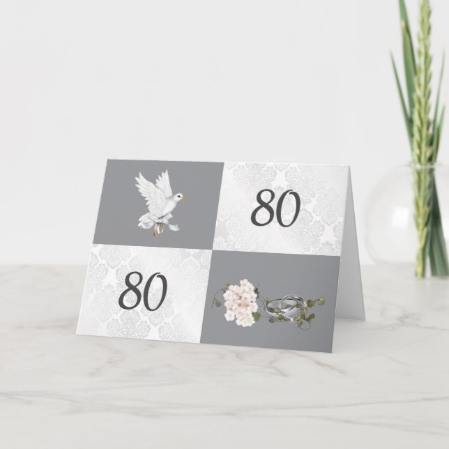 Tarjeta 80° aniversario con palo y anillos (Anverso)