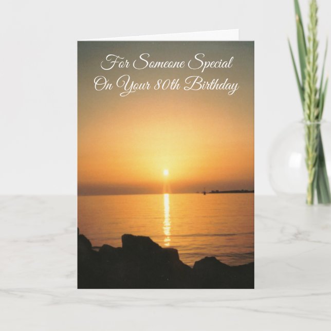 Tarjeta 80 Aniversario personalizado del atardecer oceánic (Anverso)