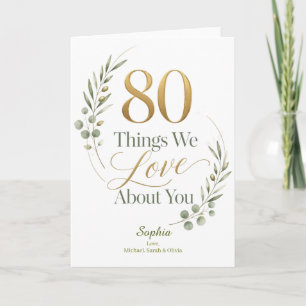 Tarjeta 80 cosas personalizadas que amamos de ti