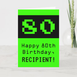 Tarjeta 80° cumpleaños: Nerdy / Geeky Style "80" y nombre