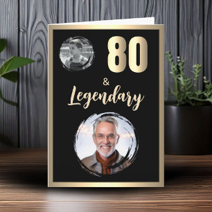 Tarjeta 80 & Legendario 2 Fotos 80 Cumpleaños Dorado