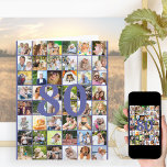 Tarjeta 80 o cualquier Collage de fotos de edad cumpleaños<br><div class="desc">Plantilla de fotografía tarjeta de gran cumpleaños que puedes personalizar para cualquier edad y añadir hasta 40 fotos diferentes. El ejemplo es para un cumpleaños número 80 que puedes editar y también puedes personalizar el mensaje dentro y grabar el año atrás. La plantilla de fotos está lista para que agregue...</div>