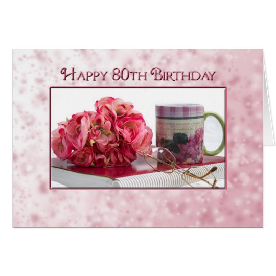 Tarjeta 80.o cumpleaños - hembra - color de