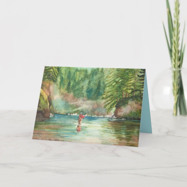 Tarjeta 80.o día del cumpleaños de la pesca con mosca (Anverso)