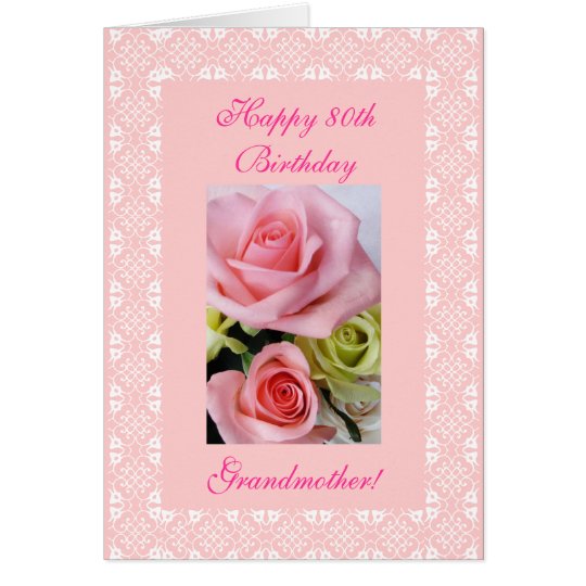 Tarjeta 80.os (edad) rosas del cumpleaños de la abuela