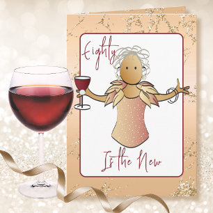 Tarjeta 80 y Fabulosa Cumpleaños Cartoon Rosa Dorado para