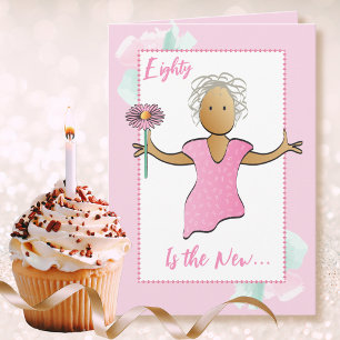 Tarjeta 80 y fabuloso Cumpleaños de dibujos animados étnic