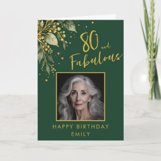 Tarjeta 80 y Fabuloso Elegante Floral Verde Esmeralda Dora