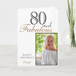 Tarjeta 80 y Fabulous Elegant Birthday Photo