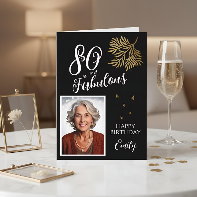 Tarjeta 80 y Fabulous Foliage 80th Birthday Photo Card (Subido por el creador)