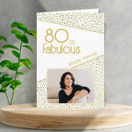 Tarjeta 80 y Fabulous Gold Purpurina Photo 80th Birthday