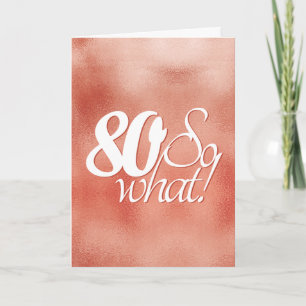 Tarjeta 80 y qué Escritura Rosa Dorado Metal 80 Cumpleaños