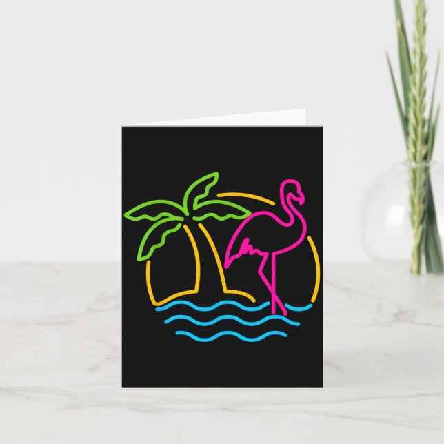 Tarjeta 80s Vintage Miami Retro Neon Nk Flamingo  (Anverso)
