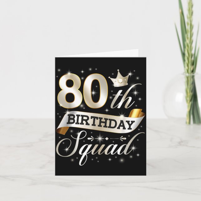 Tarjeta 80th Birthday Squad 80th Birthday Party 80 Year Ol (Anverso)