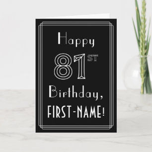 Tarjeta 81º cumpleaños: Art Deco Style # 81 y nombre perso