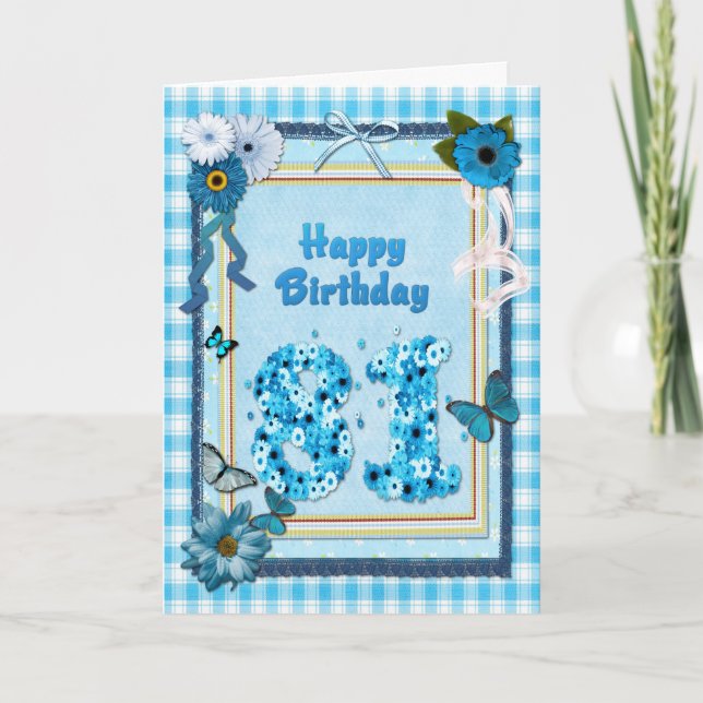Tarjeta 81.º cumpleaños con un efecto scrapbook (Anverso)