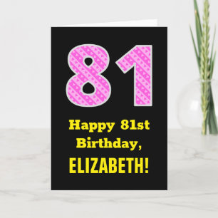 Tarjeta 81 Aniversario: Bandas y corazones rosados "81" +