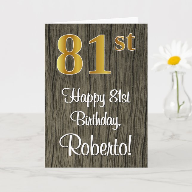 Tarjeta 81 Aniversario de la Fiesta del Oro Elegante Faux  (Planta pequeña)