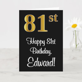 Tarjeta 81 Aniversario ~ Elegante Lujoso Faux Gold Look #