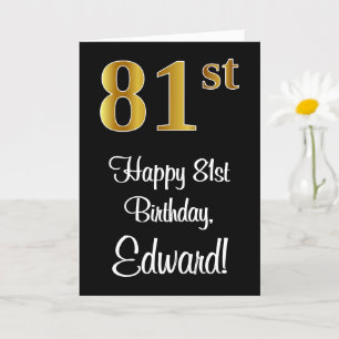 Tarjeta 81 Aniversario ~ Elegante Lujoso Faux Gold Look #
