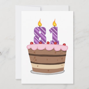 Tarjeta 81 años en el pastel de cumpleaños