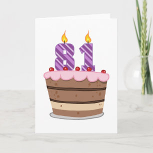 Tarjeta 81 años en el pastel de cumpleaños
