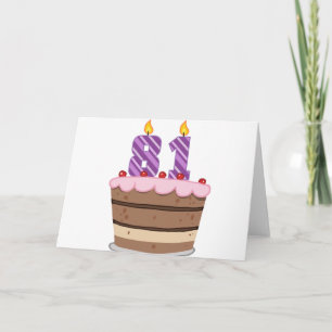 Tarjeta 81 años en el pastel de cumpleaños
