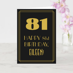 Tarjeta 81 cumpleaños ~ Art Deco Inspirado Aspecto "81" y