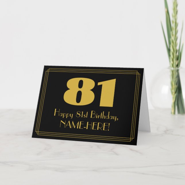 Tarjeta 81° cumpleaños: Aspecto inspirado en el Art Deco " (Anverso)