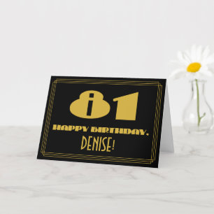 Tarjeta 81° cumpleaños: Nombre + Art Deco Inspirado Aspect