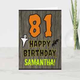Tarjeta 81 cumpleaños: tema espeluznante de Halloween, nom