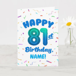 Tarjeta 81st Balloon Number Custom Name Birthday Card