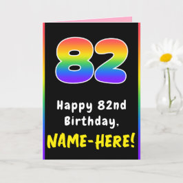 Tarjeta 82º cumpleaños: arcoiris colorido # 82, nombre per
