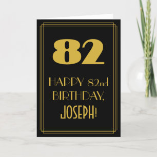 Tarjeta 82º cumpleaños ~ Art Deco Inspirado Aspecto "82" y