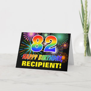 Tarjeta 82º cumpleaños: negrita, diversión, fuegos artific
