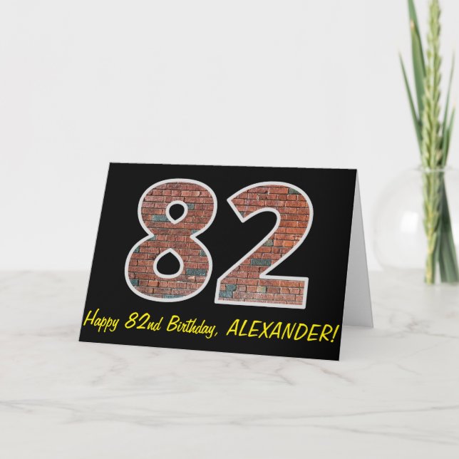 Tarjeta 82º cumpleaños - Patrón de pared de ladrillo "82"  (Anverso)