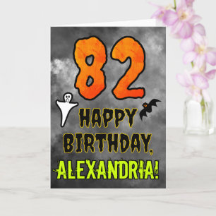 Tarjeta 82º cumpleaños: Tema de Eerie Halloween + nombre p