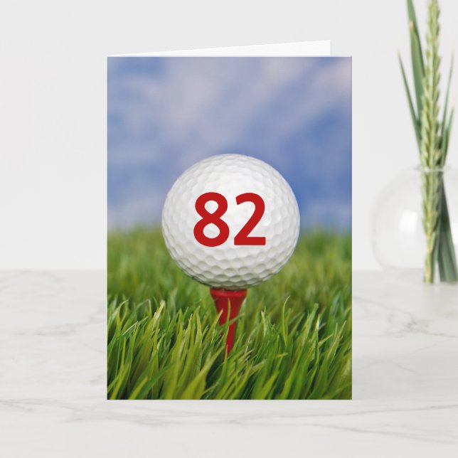 Tarjeta 82.ª pelota de golf de cumpleaños en Red Tee (Anverso)