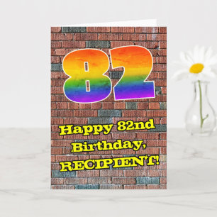 Tarjeta 82.º cumpleaños: Arcoiris 82 inspirado en graffiti