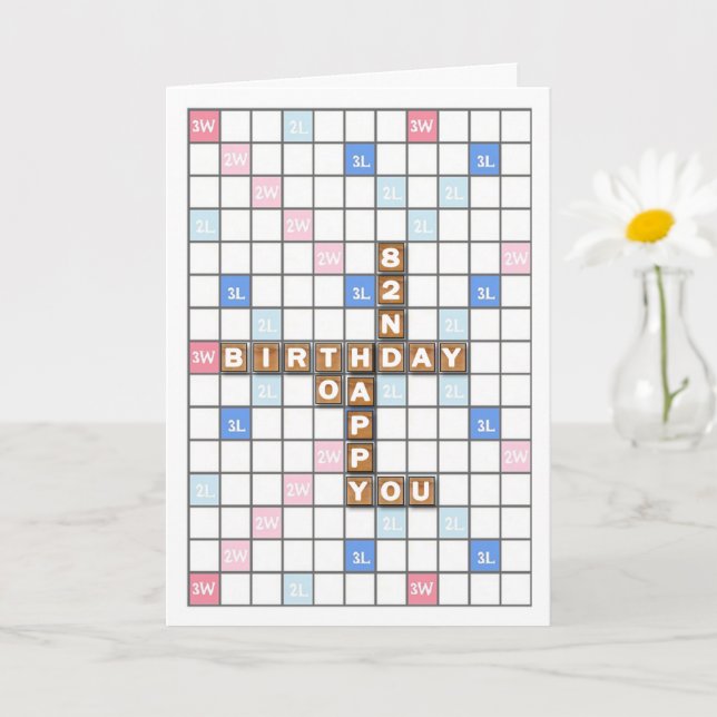 Tarjeta 82.º cumpleaños, tabla de juegos de palabras (Planta pequeña)