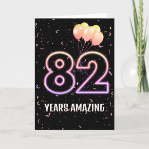 Tarjeta 82.º globo de cumpleaños y Confetti