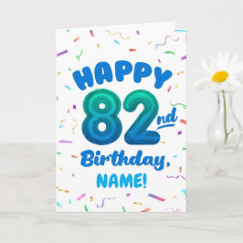 Tarjeta 82nd Balloon Number Custom Name Birthday Card