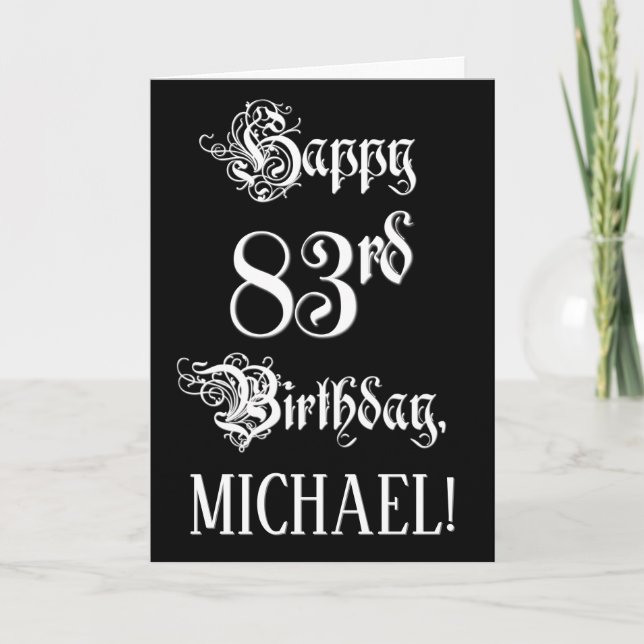 Tarjeta 83.ª Cumpleaños: Elegante guión + nombre personali (Anverso)