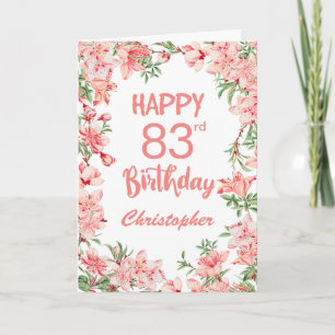 Tarjeta 83.ª Nacimiento Peach Peach Peonies Floral acuarel