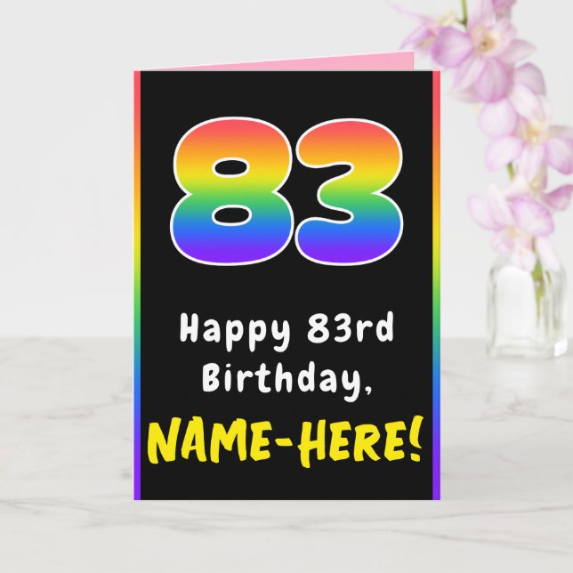 Tarjeta 83.º cumpleaños: arcoiris colorido # 83, nombre pe (Orquídea)